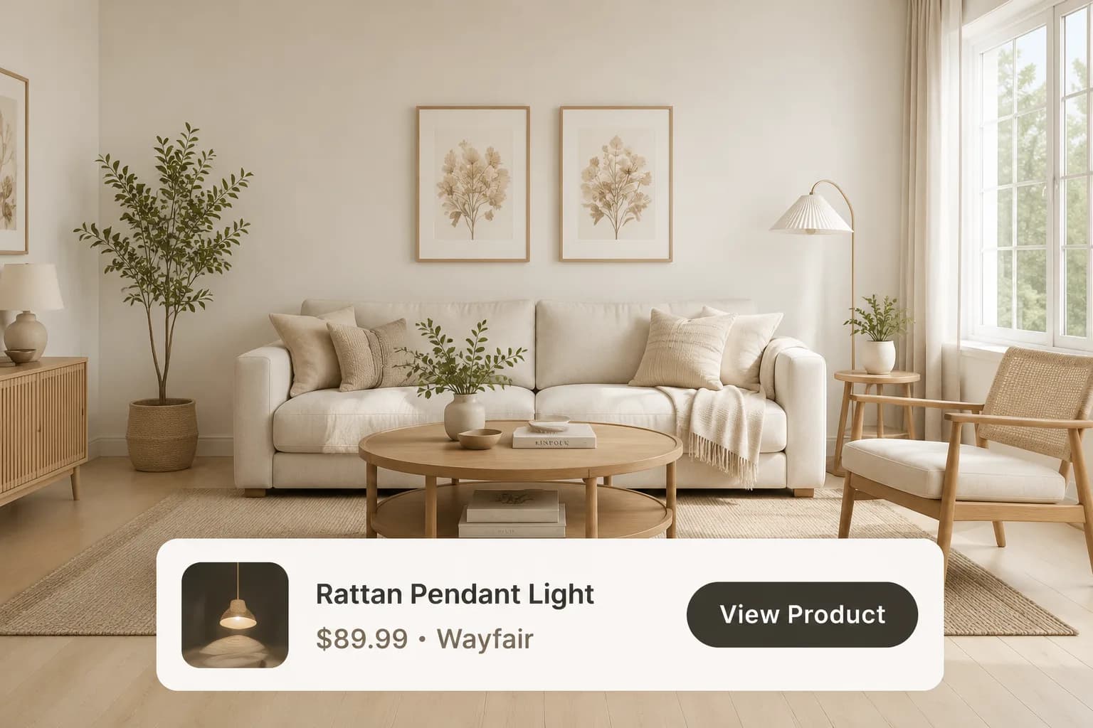 Fully designed room with shoppable items